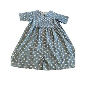 Modest Cottagecore Vintage denim button dress 18w floral